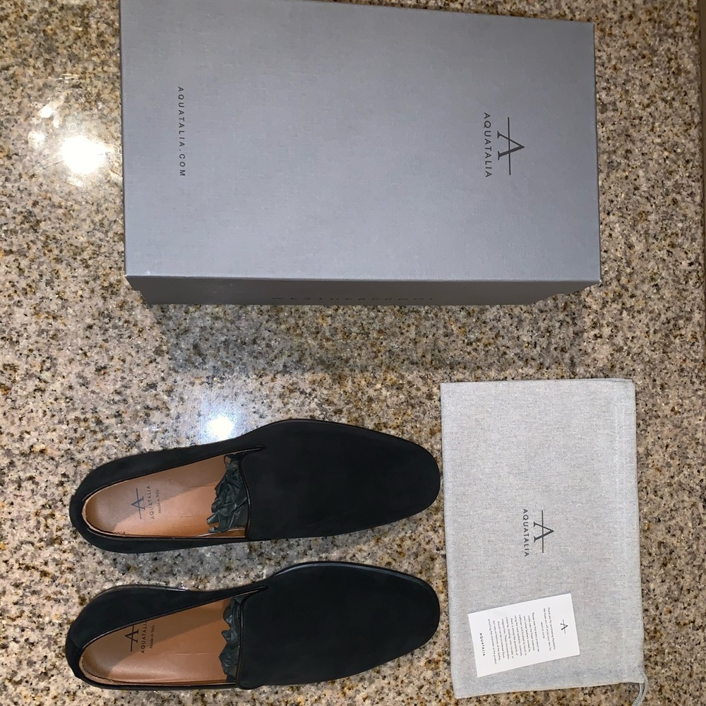 Mens dress shoes, Loafers, Black Suede Size 10